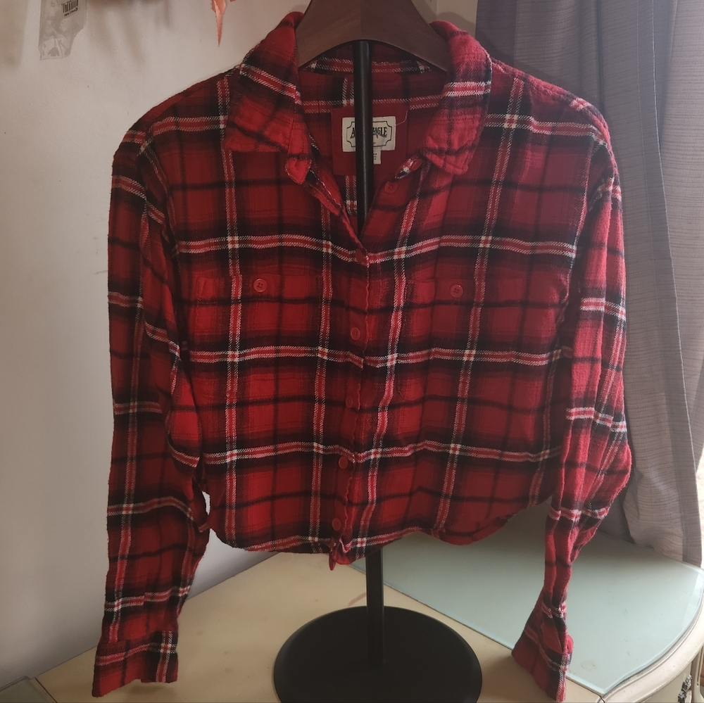 American Eagle Outfitters Red and Black Checkered Shirt